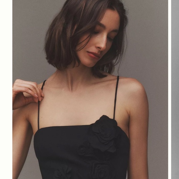 BHLDN Sleeveless 3D Floral Side-Slit Column Midi Dress - Picture 2 of 6